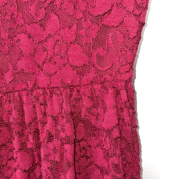 Modcloth Gilli Womens Burgundy Lace V-Neck Short Sleeve Dress Large - Picture 8 of 8